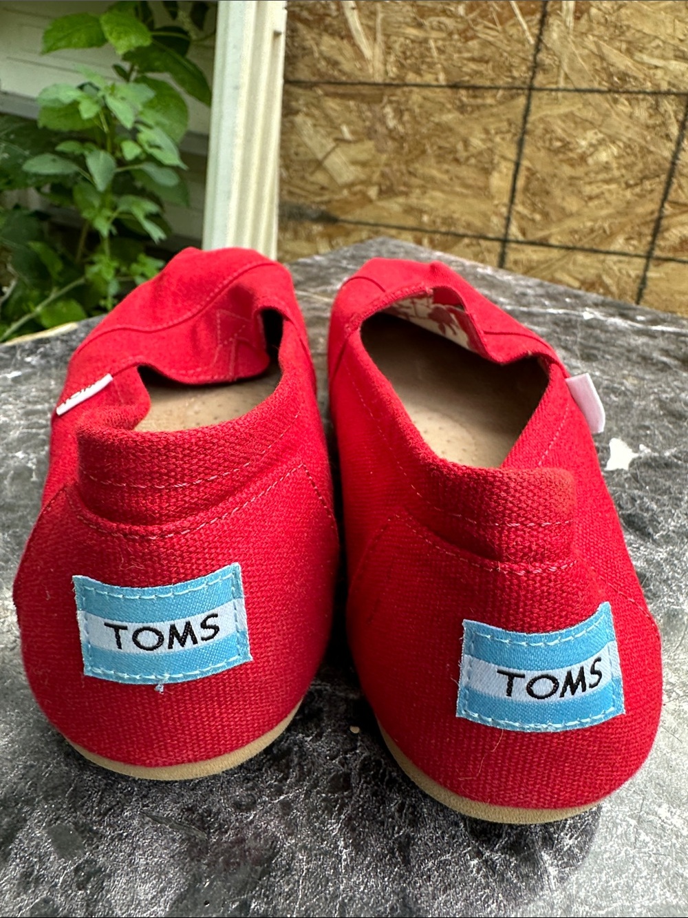 Toms Red Canvas Slip-On Flats